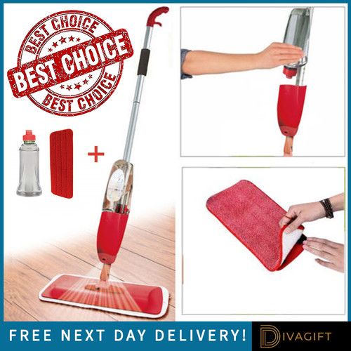 RED SPRAY MOP MICROFIBRE WATER SPRAYING FLOOR CLEANER FOR KITCHEN TILES 700ML
