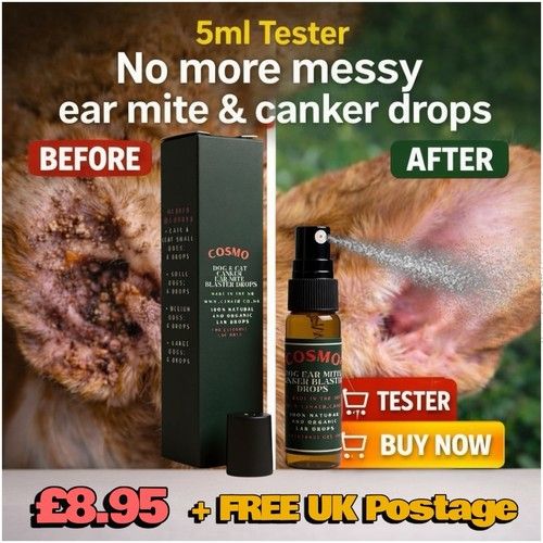 🇬🇧20k+ SOLD 5ml Ear Mite Treatment Blaster Spray Drops Anxious Pets Itchy Ears
