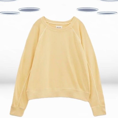 Ex Hush Women’s Sweatshirt Yellow Long Sleeve Lightweight Cotton (Defect)