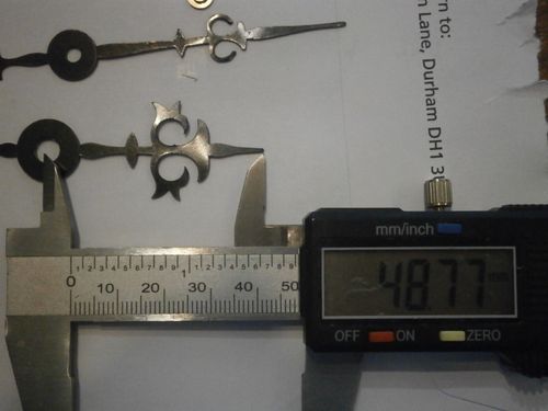 Clock HANDS Pair Blued Steel & collets for clock movement wall mantle bracket — image 6