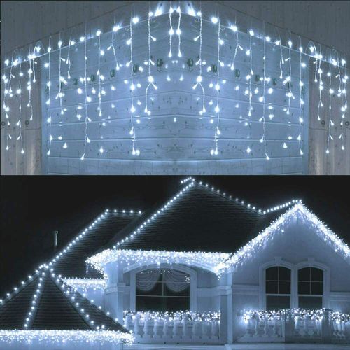 CHRISTMAS LED WHITE SNOWING ICICLE BRIGHT PARTY WEDDING XMAS OUTDOOR LIGHTS — image 1