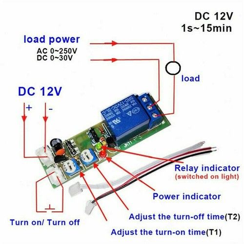 DC12V Adjustable Infinite Cycle Loop Delay-Timer Time Relay Switch ON-OFF Module