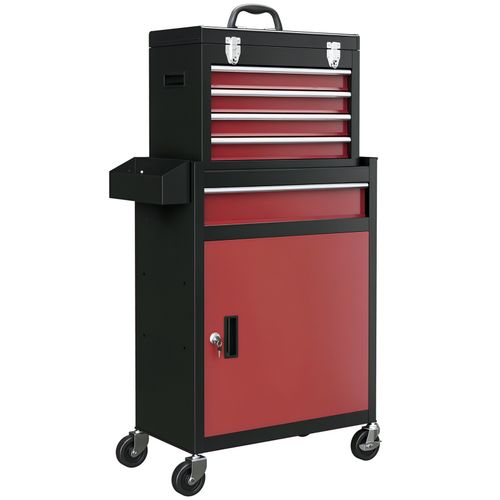 HOMCOM Tool Cabinet on Wheels with 5 Drawers Top Tool Chest Roller Cabinet Combo — image 1