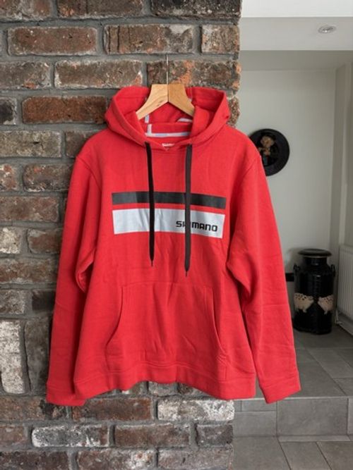 Shimano Fishing Hoodie Mens Medium Red Pullover Sweatshirt Angling Outdoor