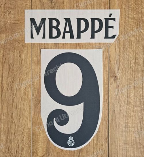 Mbappe #9 Print Home 2024-2025 Champions League Patch Badge Real Madrid