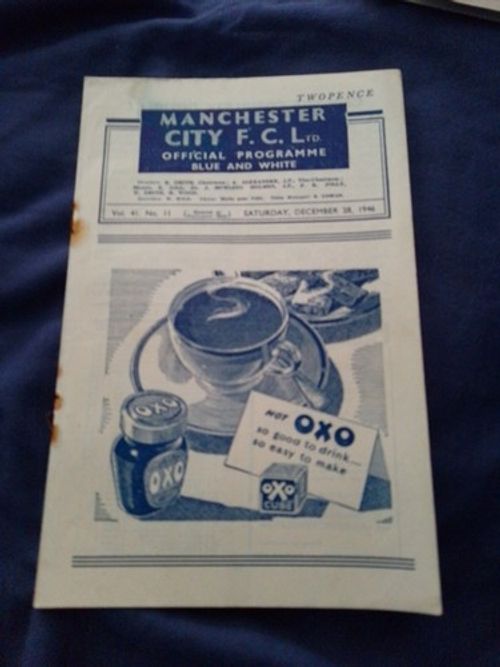 MANCHESTER CITY v LEICESTER CITY 1946/1947 Football Programme 28/12/1946