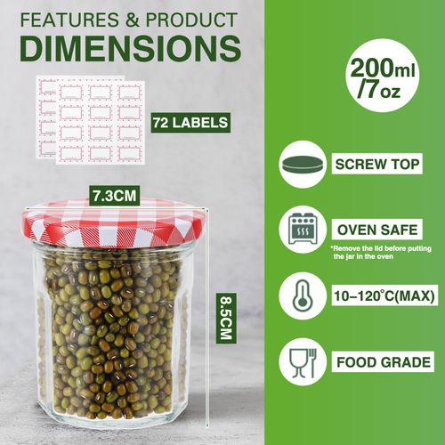 Multi-Size 190-500ml Glass Jam Jars with Lids for Preserving & Food Storage — image 2