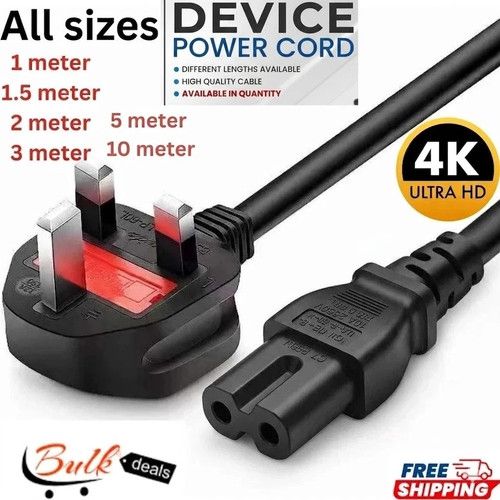 10M/5M/3M Figure 8 Mains Power Lead IEC C7 Cable PS5 PS4 PS3 XBOX ONE SLIM LOT