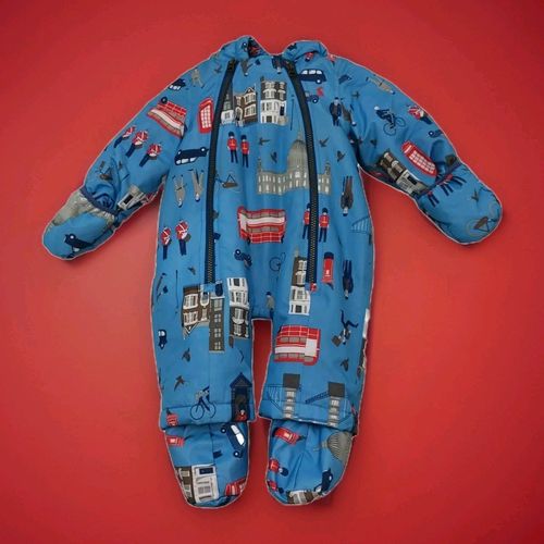 Joules 3-6 Months Snowsuit Boys Girls London  Bus solider Blue hooded  Snow Suit — image 1
