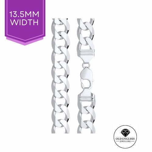 Italian Made Heavy Solid 925  Sterling Silver Curb Chain - For Men, Women & Boys
