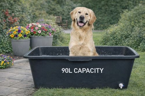 Dog Bath Tub 90L Pet Grooming Wash Basin Kit with Drain Tap Valve & Connector