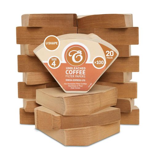 Coffee Filter Papers Size 4 Unbleached Brown Replacement Cones — image 1