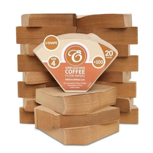 Coffee Filter Papers Size 4 Unbleached Brown Replacement Cones