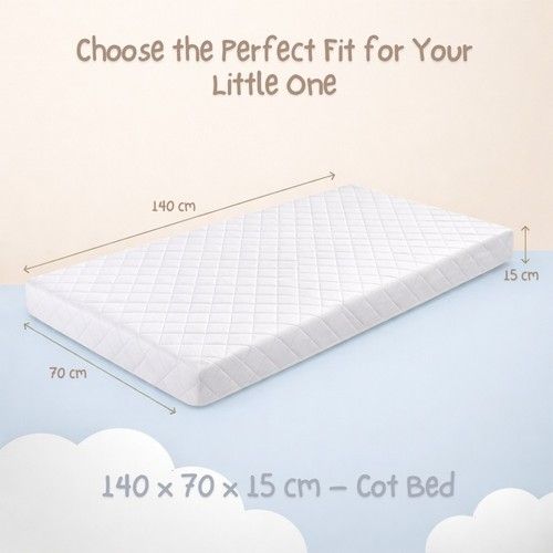 15cm Thick Waterproof Cot Bed Mattress 120x60 & 140x70 Anti Allergy