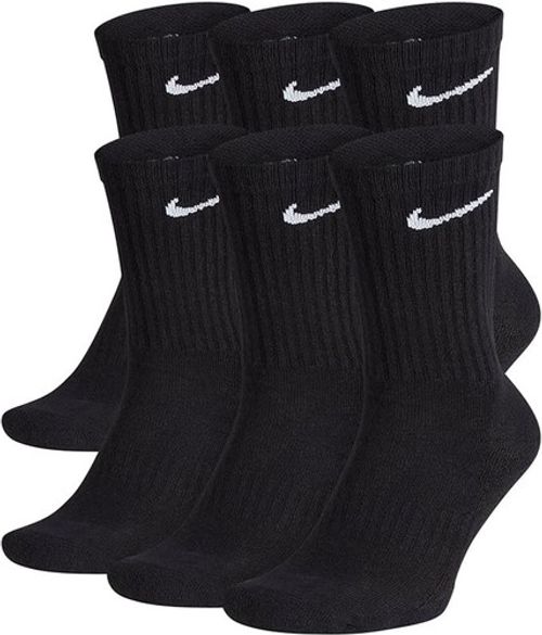 Nike Everyday Cushioned Crew Socks 6 Pairs SX7666 Black White Dri-FIT Sports Gym