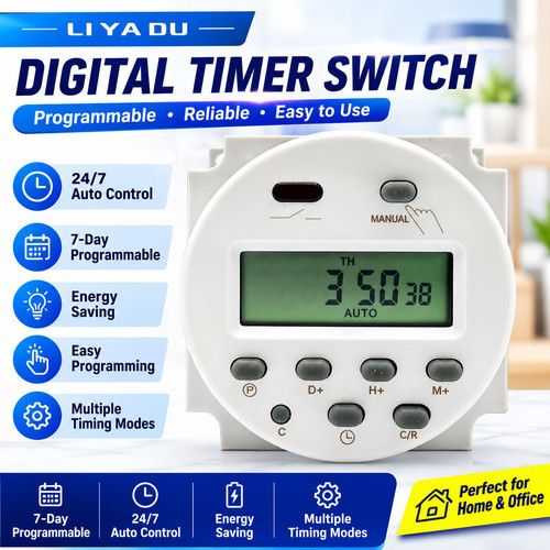 DC 12V 16A LCD Digital Timer Switch Electronic Power Programmable Time Relay UK