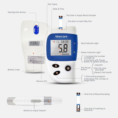 sinocare Diabetes Test Kit, Blood Glucose Monitor, Safe-Accu2 Sugar...  — image 6