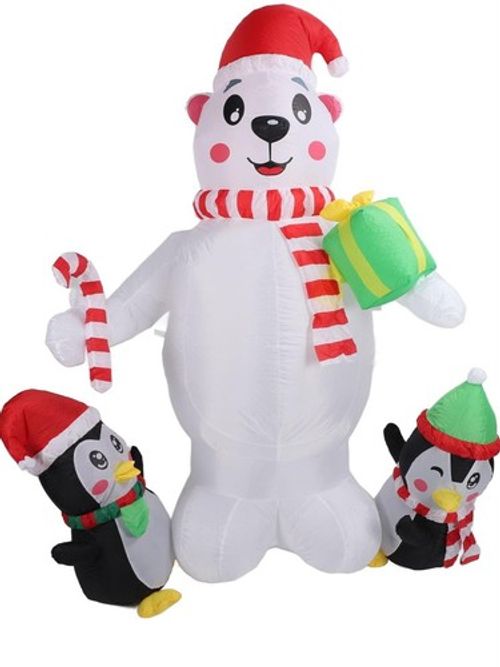 6ft Large Inflatable Polar Bear LED Lights Outdoor Christmas Decorations 