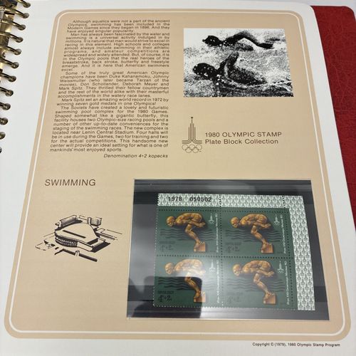 Lot of 76 plate blocks Official 1980 Olympics PLATE BLOCK Collection Album Set — image 17