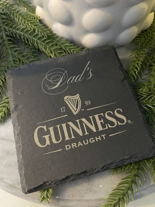 Personalised Engraved Guinness Slate Coaster – Custom Name Beer Gift – Guiness