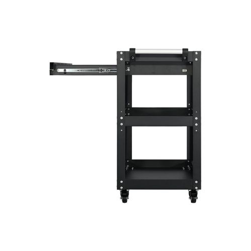 3-Tier Workshop Tool Trolley Cart with Drawer, Steel Garage Storage Cart, Black — image 6