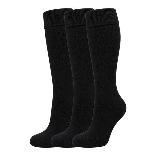 Ladies Girls Knee High Socks Long Length Soft Cotton Solid Colour 6/12 Pairs