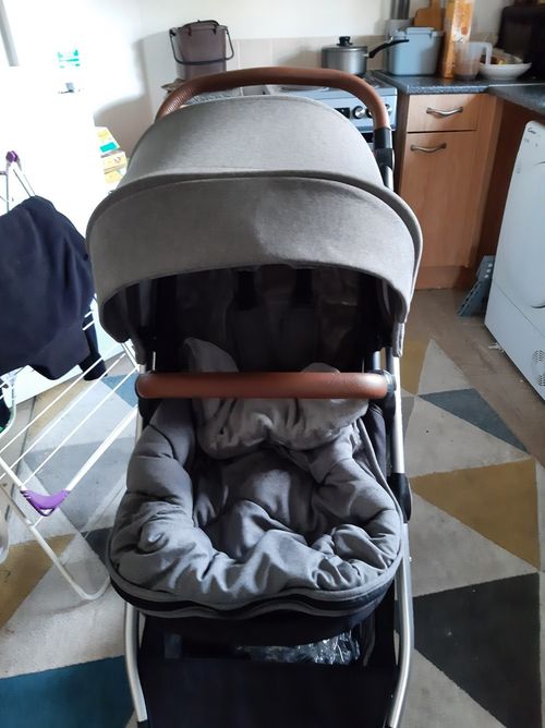 Cybex Grey Single Pushchair Brown Handlebar Rain Cover Canopy Basket — image 5