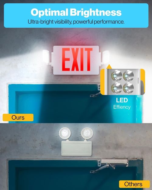 6 Pack LED Exit Sign Emergency Light–Hi Output RED Compact Combo UL 924 Listed — image 10