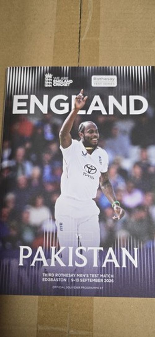England v Pakistan: 3rd Test 2026: Official Programme *Edgbaston* PRE-ORDER