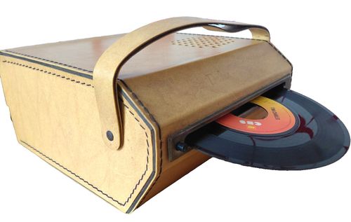 Retro 1960s Front Load Slot RECORD PLAYER Portable Battery Op SPEED IS FAST/SLOW — image 2
