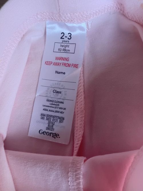 George Girls Pink Cotton Floral 2 Pc Leggings 2-3 Years Pull On Casual Play — image 3