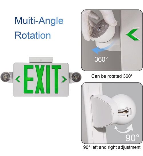 Green LED Exit Sign Emergency Light Adjustable Lamps Exit Combo UL listed 6 Pack — image 3