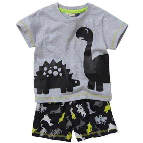 Boys Short Summer Pyjamas Dinosaur Shark Crocodile T-Rex Cotton 12mth-6yr Bedlam