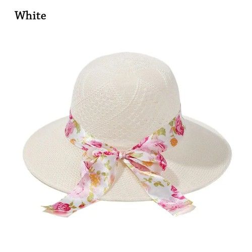 Ladies Women Sun Hat Straw Spring Summer Floppy Beach Wide Brim Foldable Cap UK