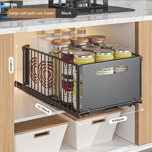 2 Pcs Pull Out Basket Under Sink Kitchen Cupboard Organiser Drawer Storage Rack — image 6