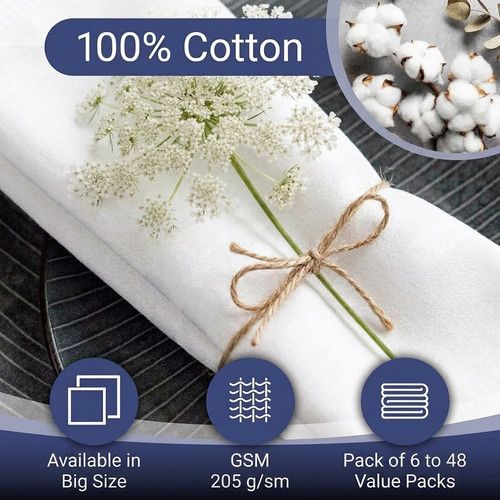 100% Cotton Damask Dinner Napkins Satin Band 56x56cm Reusable Cloth Napkins