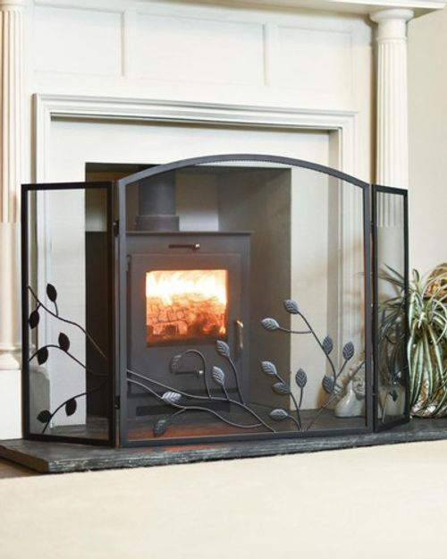 Black Arched "Overgrowth" Three Fold Fire Guard