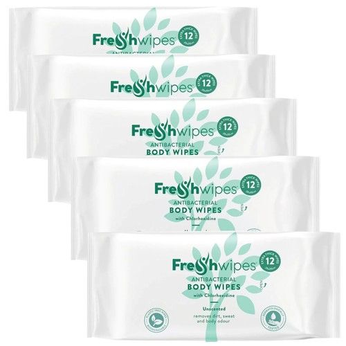 FreshWipes Body Wipes 5 Pack Bundle - Biodegradable Wipes Large Bed Bath Wipes