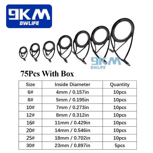 Fishing Rod Guides Stainless Steel Tips Top Eye Rings Repair Kit Accessories Set