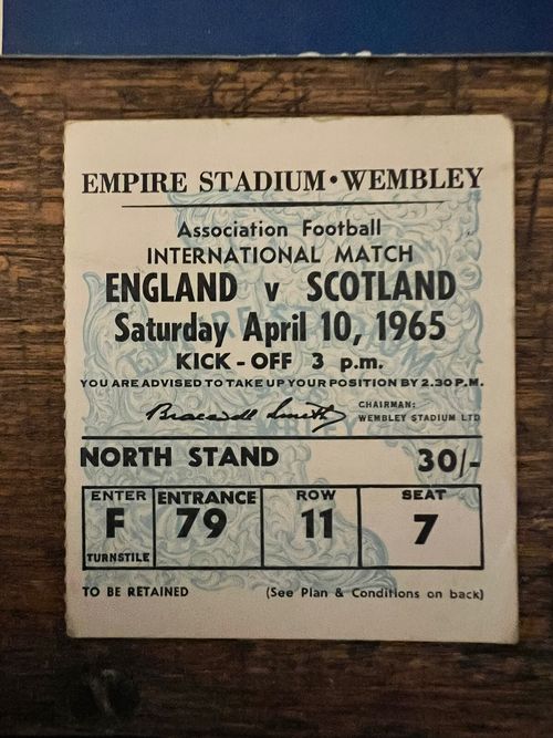 1965 JACK CHARLTON DEBUT England vs Scotland Programme Ticket & Song Sheet — image 3