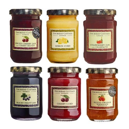 Thursday Cottage Luxury Selection of 6 Fruit Jams and Curds