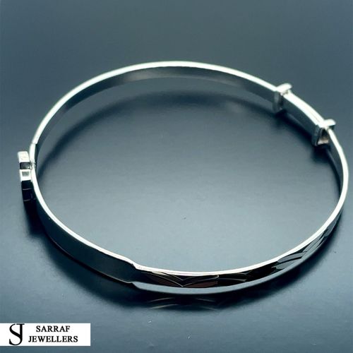 Personalized 925 Sterling Silver Christening Baby Bangle D/C Cz Cross Engravable — image 14