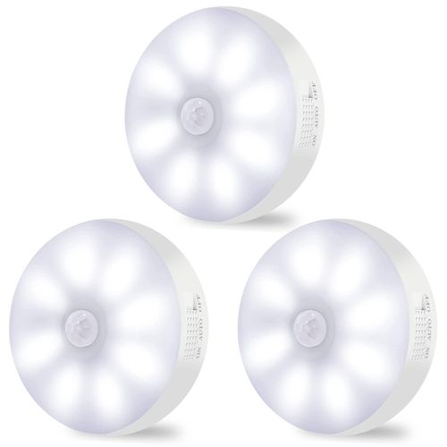 Motion Sensor Lights Indoor Rechargeable Wireless Wall Light 3 White, White — image 1