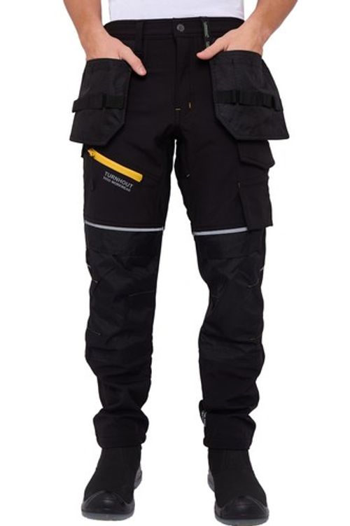 Men’s Softshell Cargo Combat Work Trousers Knee Pad Pockets Safety Pants Fleece