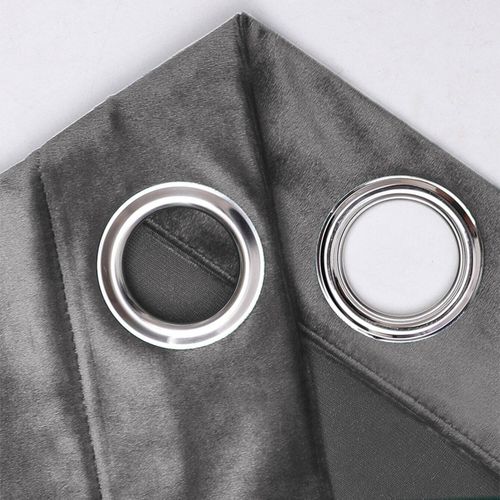 Blackout Crushed Velvet Curtains Eyelet Ring Top Ready Made Lined Pair Curtains — image 5