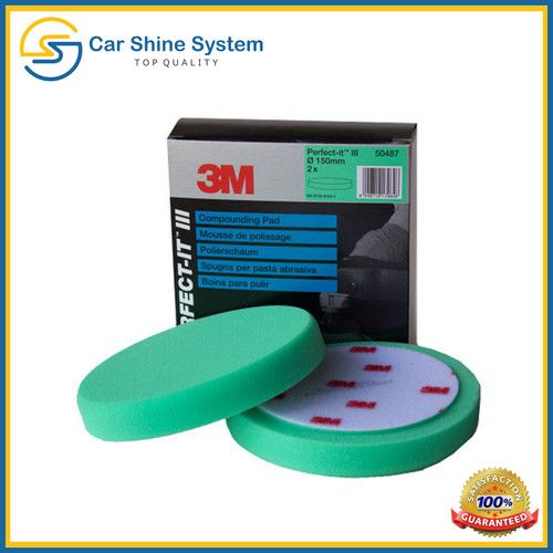 3M 50487 Perfect-it III Green 150mm Polishing Compounding Mop Pad Hook & Loop