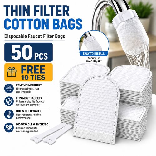50pcs Faucet Water Filter Bag Cotton Tap Water Filter Thickened Filter Pads — image 1