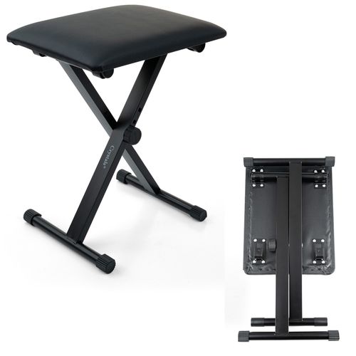 PIANO KEYBOARD STOOL/CHAIR/BENCH BLACK PADDED SEAT CUSHION ADJUSTABLE HEIGHT — image 1