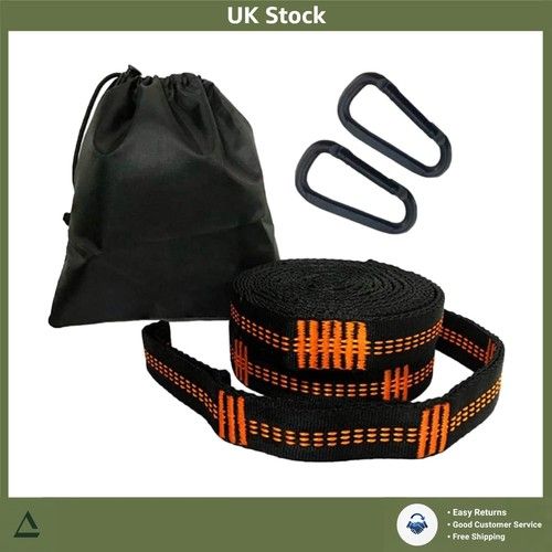 Heavy Duty Adjustable Tree Hammock Straps with Carabiners 2m 500kg Capacity 2pc