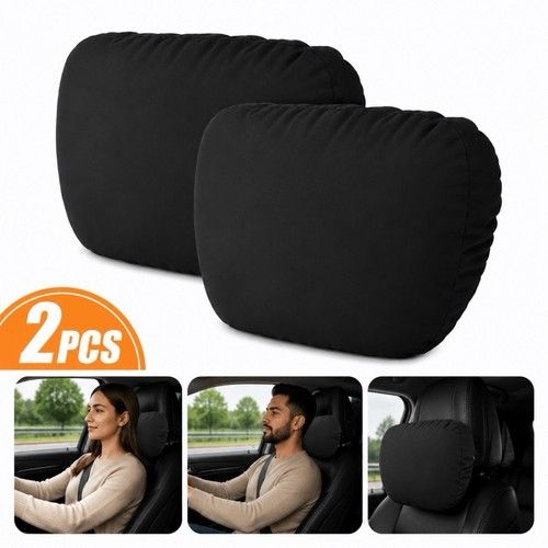 Car Headrest Pillow 2 Pack Neck Support Cushion Travel Seat Rest Memory Foam